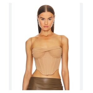 Bardot Tan Structured Corset Bustier Top Nude XL US 10 Adjustable Straps